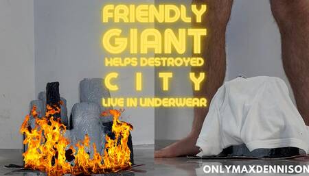 Friendly giant helps destroyed city live in underwear