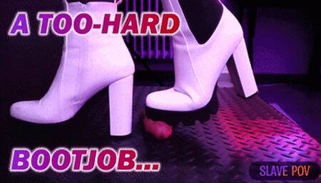 A Too-Hard Bootjob in White Ankle Tank Boots with TamyStarly - (Slave POV Version) - Ballbusting, CBT, Heeljob, Femdom, Shoejob, Ball Stomping, Foot Fetish Domination, Footjob, Cock Board, Crush, Trampling