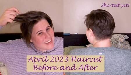 April 2023 Haircut Before and After | Asymmetrical Short Pixie Cut | Brunette | Clara Crisp
