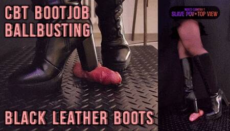 CBT, Bootjob and Ballbusting in Black Leather Boots with TamyStarly - (Mixed Version) - Heeljob, Femdom, Shoejob, Ball Stomping, Foot Fetish Domination, Footjob, Cock Board, Crush, Trampling