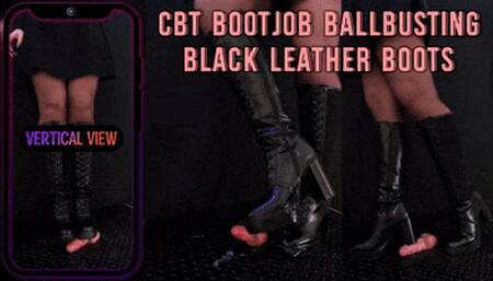 CBT, Bootjob and Ballbusting in Black Leather Boots with TamyStarly - (Vertical Version) - Heeljob, Femdom, Shoejob, Ball Stomping, Foot Fetish Domination, Footjob, Cock Board, Crush, Trampling