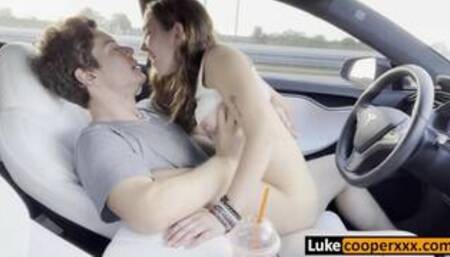 Tinder Date Cums On Me In Tesla Autopilot
