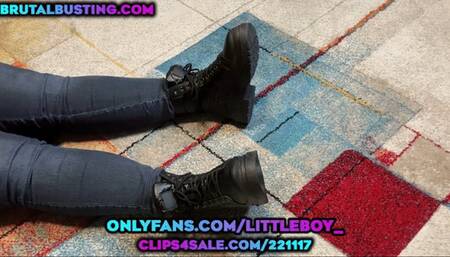 Licking her massive feet in hard boots with soles - Dave Moon - Jennifer - BrutalBusting