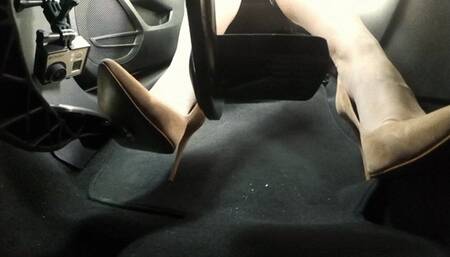 Woman's casual drive in High Heels - Pedal Cam