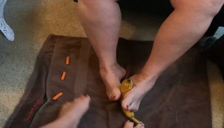 Scarlett Kage and female partner in Foot Food Fight - full length go pro version - foot play, girl on girl play, toes, wet and messy, food porn, food crushing, sensual foot play MP4SD