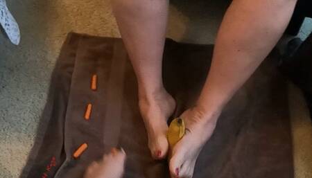 Scarlett Kage and female partner in Foot Food Fight - full length go pro version - foot play, girl on girl play, toes, wet and messy, food porn, food crushing, sensual foot play MP4