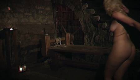 Blonde kitchen maid tormented on the rack