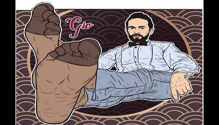 Gio ralaxing and showing black sheer socks