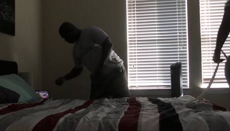 Bound & Bedridden under Bi-racial Goddess Bare Feet (Custom Video) Side View - Full HD