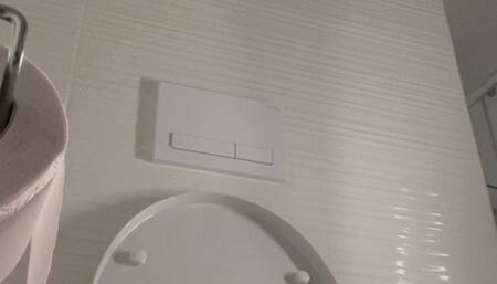 Cutie visits the toilet