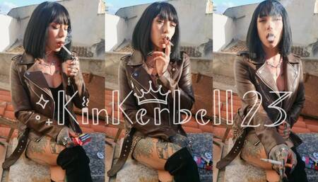 Smoking in Leather jacket