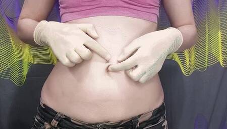 Belly and navel fetish with latex gloves (wmv)