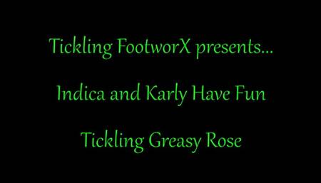 Indica and Karly Have Fun Tickling Greasy Rose