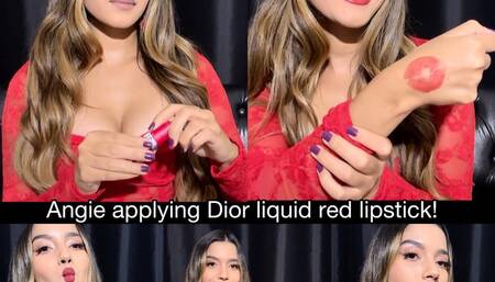 Angie appplying Dior liquid red lipstick! - a custom clip