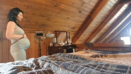 naughty closed mouth pregnant milf burping