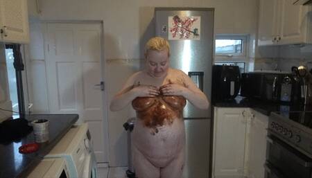 naked messy chocolate sauce