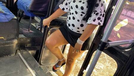 Balbina barefoot driving and pedal pumping the FFP Bus