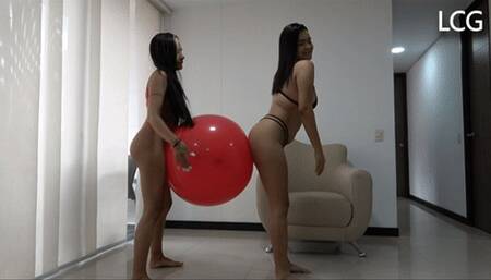 Julia And Meli Play With Big Balloon
