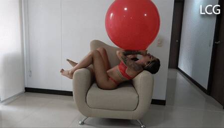 Julia Receiving Sensual Air From Big Balloon