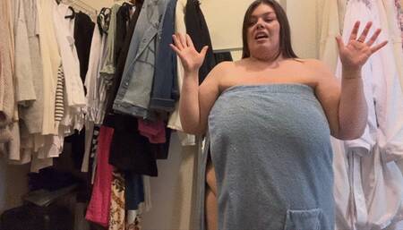 Squeezing my big belly into jeans