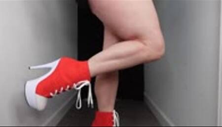 Stepmom Gives POV a JOI to her Muscular Calves in Red and White Ankle Boots MP4 1080