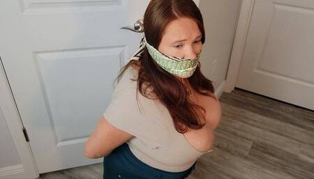Over the Mouth Gag in Tight Shirt