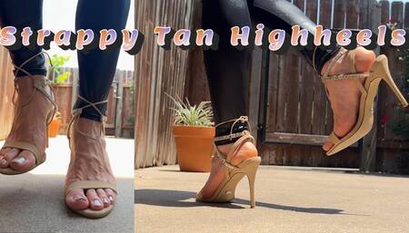 Shoeplay -- Strappy Tan Highheels