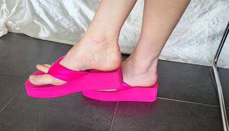 Fuchsia Platform Pink Flip Flops