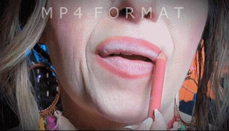 Red Lipstick Blowing Bubbles (HD) MP4