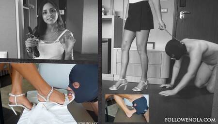 Leashed Intense Foot Domination Session - Mistress Enola - Foot Domination , Gagging , foot worship and more 720HD