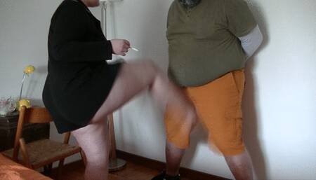 Barefoot ballbusting, balls stomping, foot gagging (full clip) HD