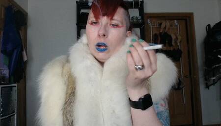 Smoking, Blue Lips, Fur, and Humiliation