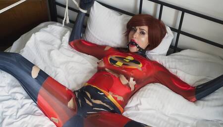 Elastigirl tied to bed and gagged