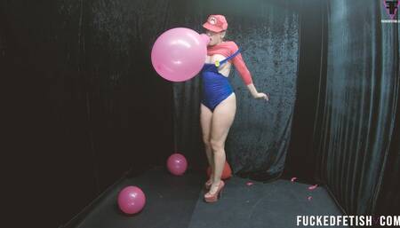BTS Mario Bros cosplay red balloons pop high heels