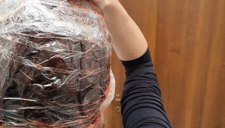 It's color hair day! I do my red color and you can see it in my hair, in my hands, in my fingers, a lot of red foam comes out of me!