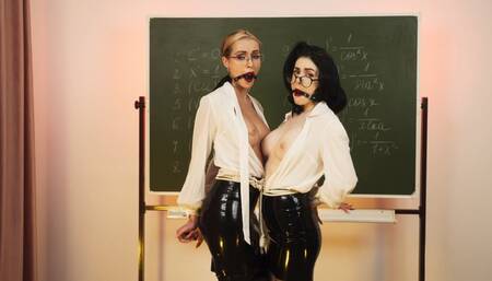 Two teachers tied with ropes