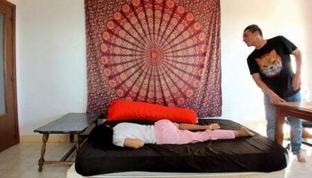 SLEEPING STEPSISTER GETS A GOOD MORNING SURPRISE