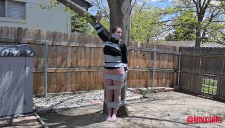 MinxGrrl's Outdoor Bondage - Tree Taped (MP4 Format)
