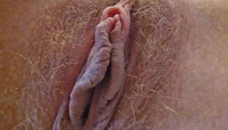 Extreme Close-Up Of My Hairy Blonde Pussy And Clit