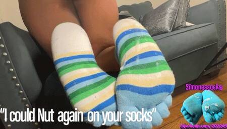 Ass worship & 2nd cumshot on my stripey socks P2: (Back to Back Cumloads series)