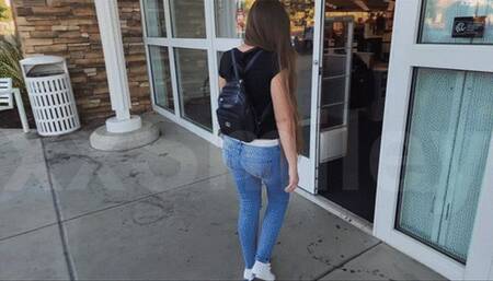 Trying on jeans in the dressing room