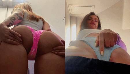 Public POV Femdom In Airplane By Mistresses Kira and Sofi (MP4 HD 1080p)