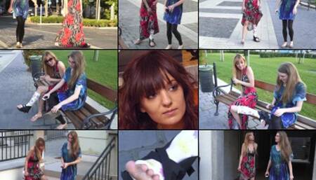 Hugi Term SLC Gimping in Public In Sundress and Cast Shoe (in HD 1920X1080)