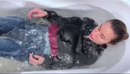 Alexa in high nikes and many layers of clothing wetlook (FHD)