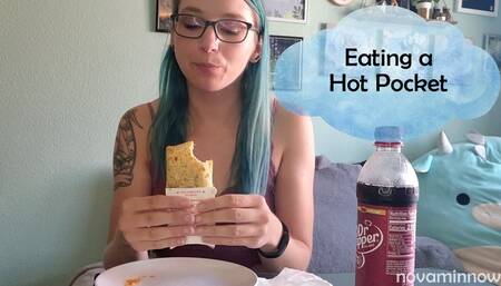 eating a hot pocket