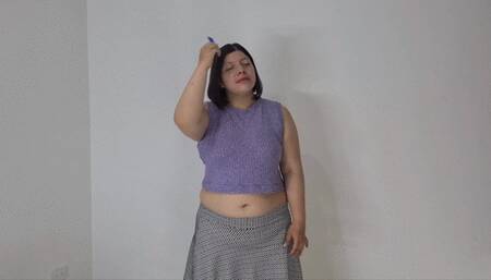 combing my hair and stretching