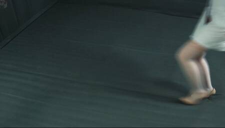 Virus or lab technician in a stretch film in a vacuum bed