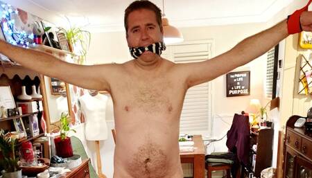 Nipple peg handjob torment whilst bound to my brackets-BBW domination,BBW Bondage,man in bondage,male bondage,brackets,naked man tied up,amateur,pegs,handjob,bound and gagged man,nipple torment,