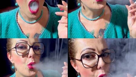 Deep Inhales - Coughing - You decide to arrive at the office earlier and see your secretary smoking, elegantly dressed in her blue blazer, well made up, wearing pink lipstick, plump and very sensual lips, it seems that today your day started well