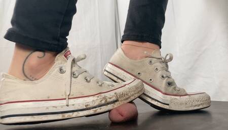 A Shoejob with dirty white sneakers - CBT, Shoejob and some spitting in well worn dirty Converse Chucks - multi - 4k